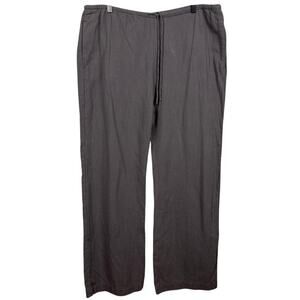 Zara Women's Wide Leg Linen Blend Pants Drawstring Waist Gray Size XL Lagenlook